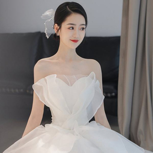 婚紗禮服2025新款 主婚紗輕奢質(zhì)感出門紗森系118 抹胸氣質(zhì)新娘韓式