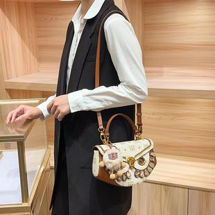 真皮手提斜挎馬鞍包潮 休閑單肩包2025新款 香港IT品牌包包女款 時尚