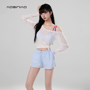 泳裝 絕美泳衣女士2025新款 分體高級感純欲性感海邊度假四件套裙式