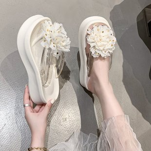 可外穿軟厚底防滑輕便舒適人字拖 女夏季 可愛簡約時尚 小花夾板拖鞋