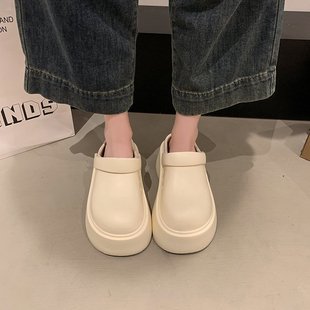 女夏外穿小個子厚底增高防滑輕便可濕水兩穿拖鞋 簡約個性 包頭拖鞋