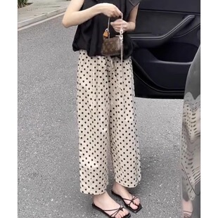 子2025新款 氣質波點九分哈倫蘿卜褲 今年流行爆款 棉麻闊腿褲 夏季 褲
