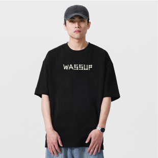 WASSUP 官方店 HEODS簡約t恤體內搭國潮流字母純棉休閑上衣男女裝