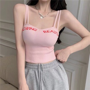 美背內衣吊帶背心女夏季 帶胸墊上衣 內搭外穿文胸一體打底網紅爆款
