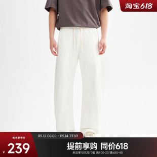 寬松潮流純棉透氣長褲 CHINISM 男夏季 2025新款 CH白色彎刀休閑褲
