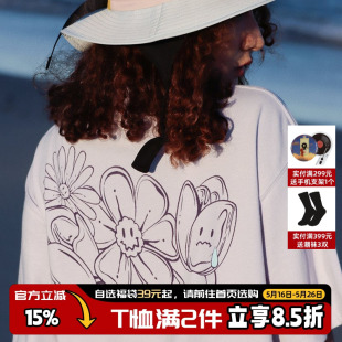 圓領T恤 短袖 THEWIZBRAND原創(chuàng)夏季 潮流花卉印花休閑純棉情侶款