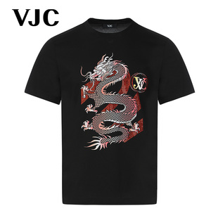 短袖 VJC 潮流個性 男裝 T恤燙鉆上衣B24BA1015 威杰思2025春夏新款